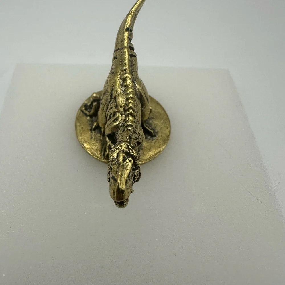 Brass T-Rex Miniature Figurine for Dinosaur Enthusiasts